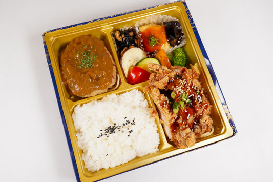 Wメイン弁当 カレーハンバーグ&鶏竜田揚