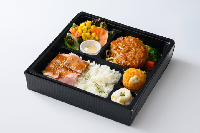 豚丼とﾊﾝﾊﾞｰｸﾞ弁当